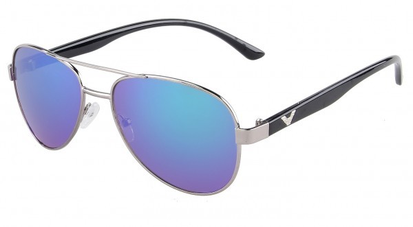 NIEUW! Zonnebril Aviator - Pilotenbril- Spiegelglazen 56 mm - Zilverkleurig en Blauw
