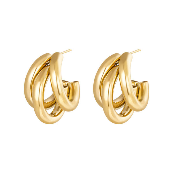 Earrings Olympic - Drievoudige oorringen - Goudkleurig