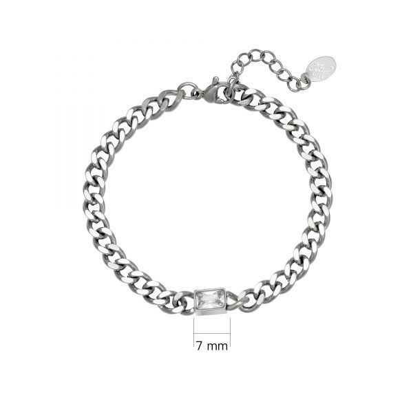 Armband Diamond In Chain -Stainless steel - Zilverkleurig