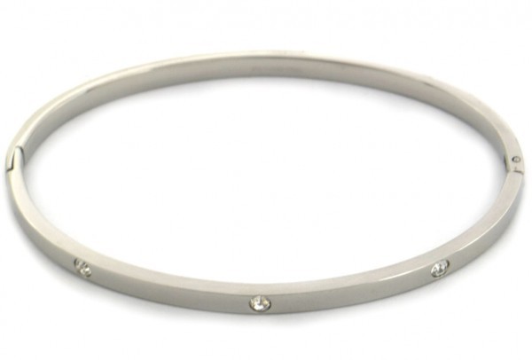 NIEUW - Bangle armband Liet - Stainles steel - Zilver met steentjes